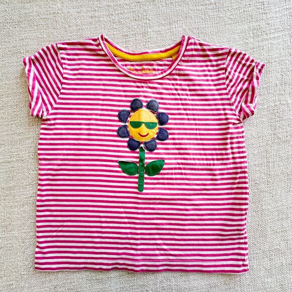 Mini Boden Pink Stripe Flour Applique Tee GUC 4/5 - Picture 1 of 5